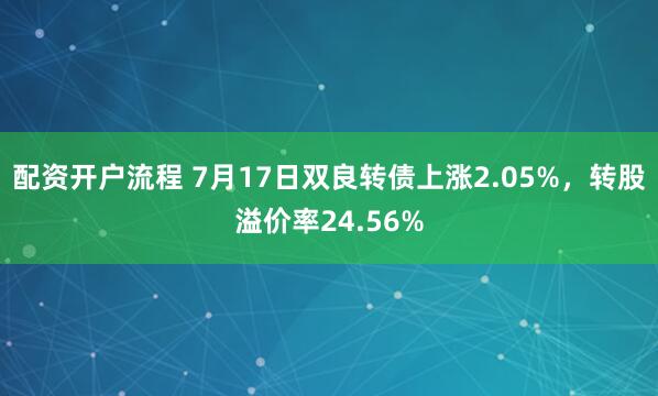 配资开户流程 7月17日双良转债上涨2.05%，转股溢价率24.56%