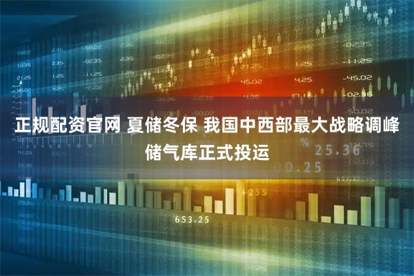 正规配资官网 夏储冬保 我国中西部最大战略调峰储气库正式投运